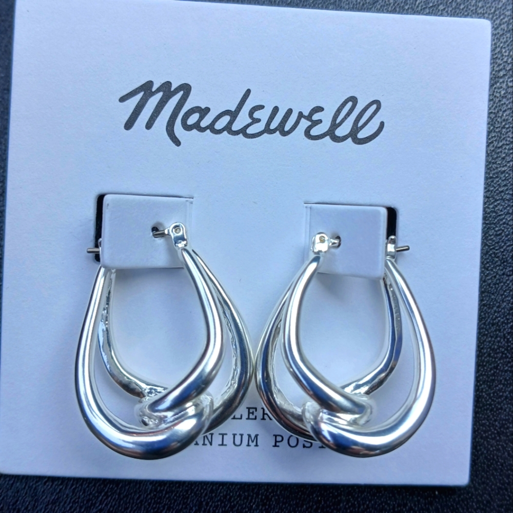 ❤️Madewell❤️ Beautiful ❤️ Intersecting  Hoop Earrings💥Light Silver💥